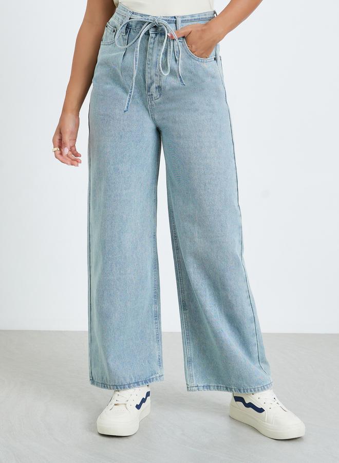 Styli Women Light Blue High Rise Wide Leg Jeans - Image 1